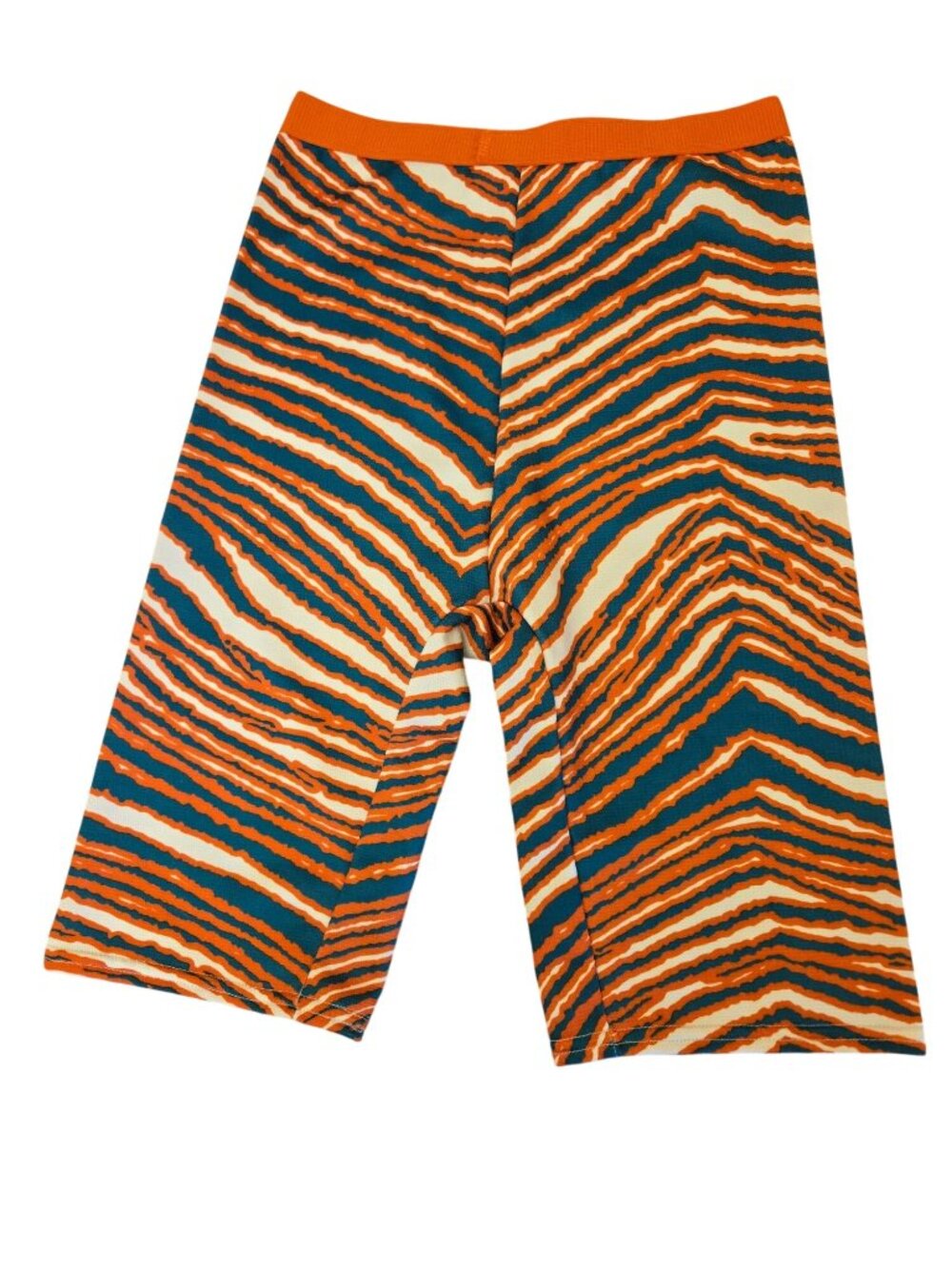 Vintage Zubaz Bike Medium Retro Orange Teal Zebra Striped Athletic Shorts - Picture 4 of 7